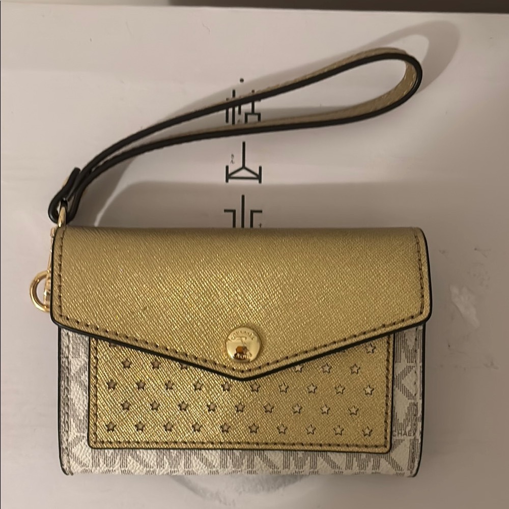 Michael Kors Gold and Cream Women's Wristlet